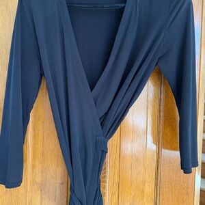 Mango Black Wrap-Front Long Sleeve Robe